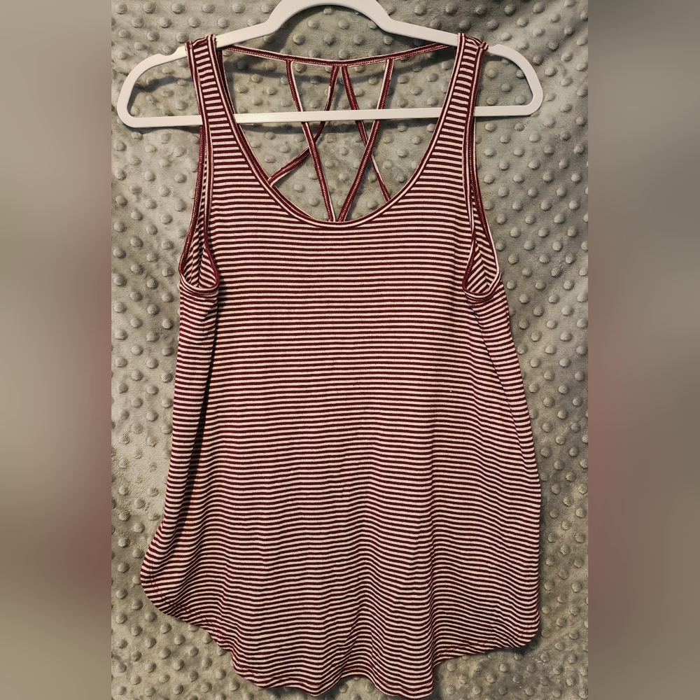 Hollister Red and White Backless Tank Top